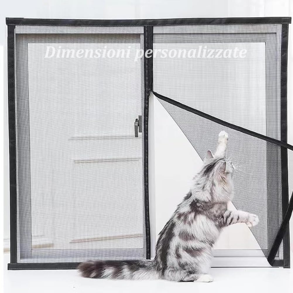 Yuly Zanzariera per finestre per Gatti su Misura, Rete di Protezione per Gatti, reti di Sicurezza per Gatti, zanzariera Anti-zanzare con Cerniera, Aria Fresca, autoadesiva