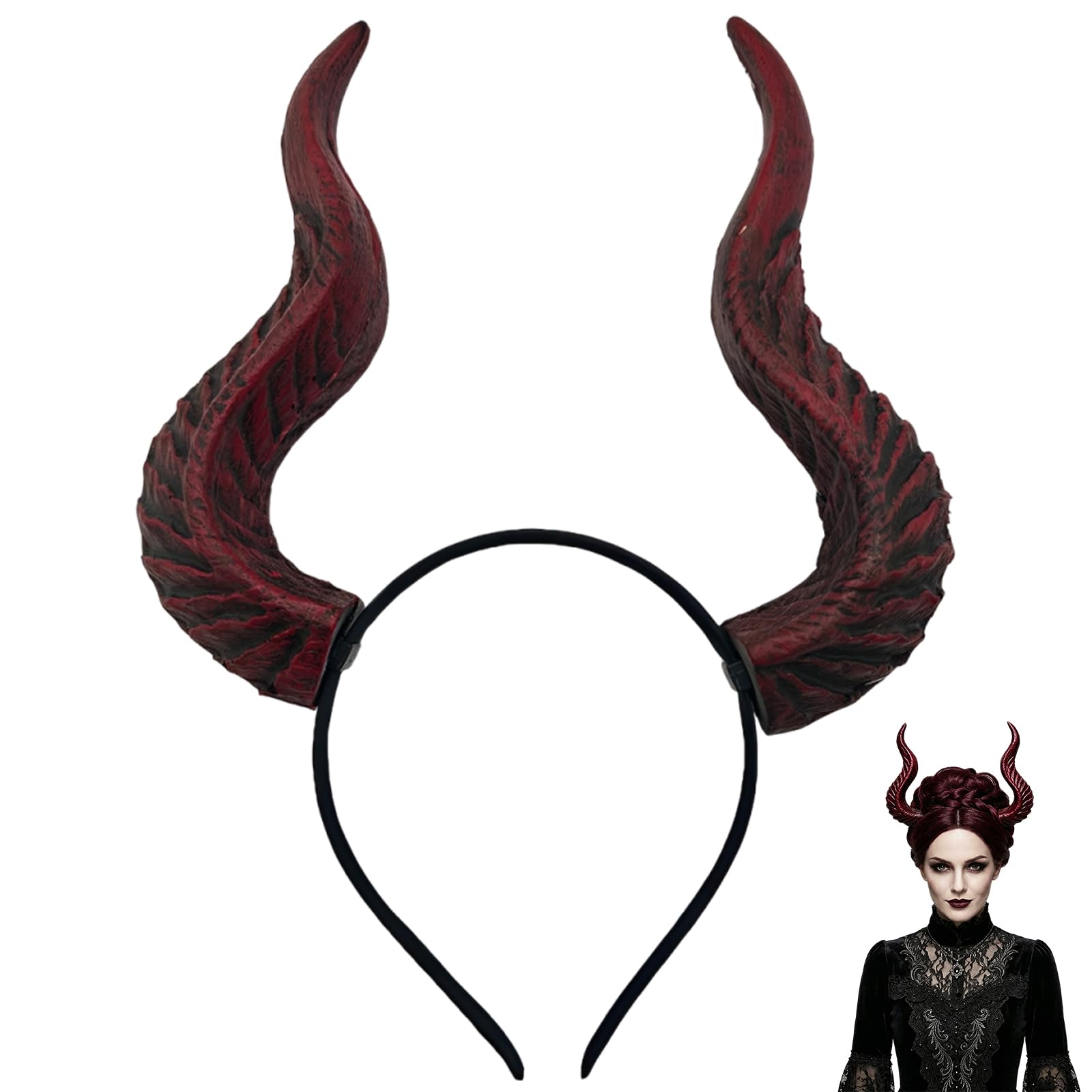 YcsRnn Red Devil Horns Headband, Halloween Cosplay Accessory