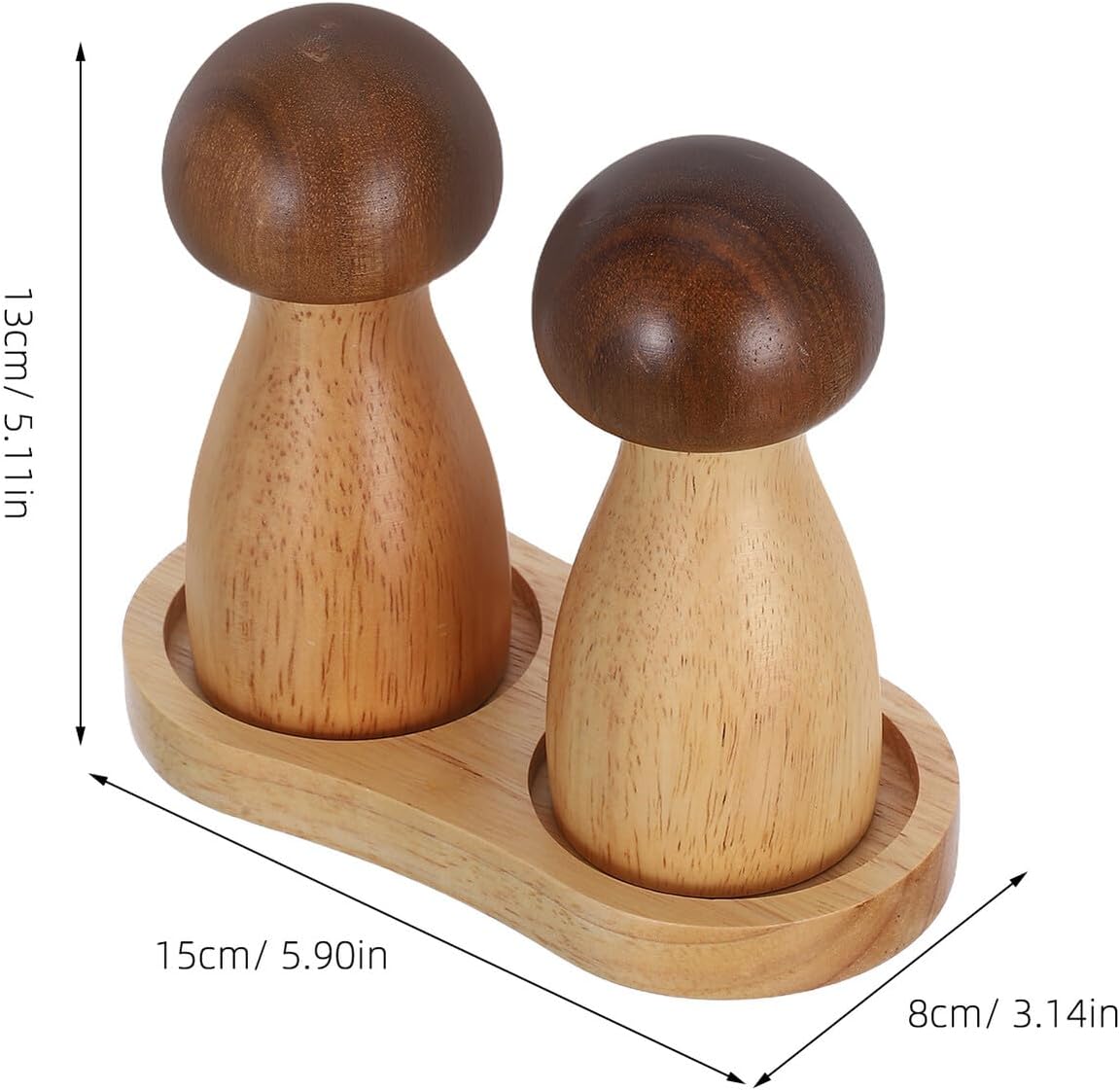 Manual Wooden Mushroom Salt and Pepper Grinder with Oak Base Refillable Seasoning Grinder for Whole Pepper and Sea Salt Acacia Wood Coarseness Kitchen Table Seasoning Tool