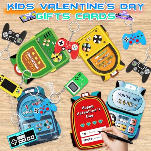 Valentines Day Cards For Kids School, 30 Pack Kid Valentine's Day Cards with Video Game Keychains, Valentine's Day Gifts for Kids Classroom Exchange, Valentine's Party Favors School Games Prizes by Letapapa - Used condition - Image 6
