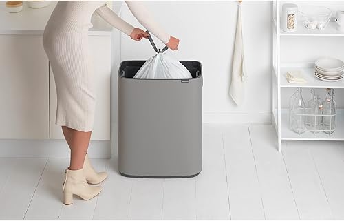 Vista 153 de Brabantia Bo - Cubo de basura – 1 cubo interior de 9.5 galones (acero mate FPP) cubo de basura para residuos/reciclaje, compartimento extraíble +