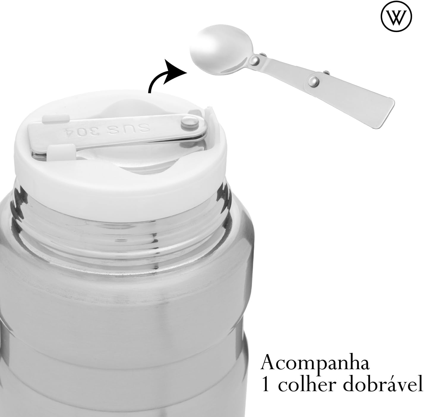 WOLFF - Pote Térmico com Dupla Parede de Aço Inox e Colher - INOX - 480ml - Pote para Marmita, Sopas, Frutas, Temperos, Bebidas - Ótima Vedação WOLFF - Pote Térmico com Dupla Parede de Aço Inox e Colher - INOX - 480ml - Pote para Marmita, Sopas, Frutas, Temperos, Bebidas - Ótima Vedação