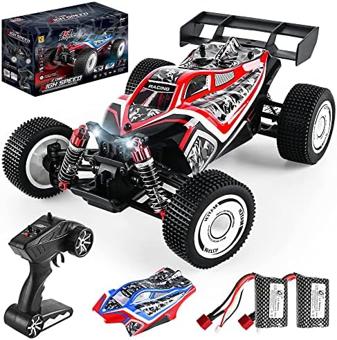 LYINSU High Speed rc car 50 km/h 4WD rc car 1/16 Scale Off Road rc Truck with Two Rechargeable Waterproof Batteries Suitable for Boys Children and Adults