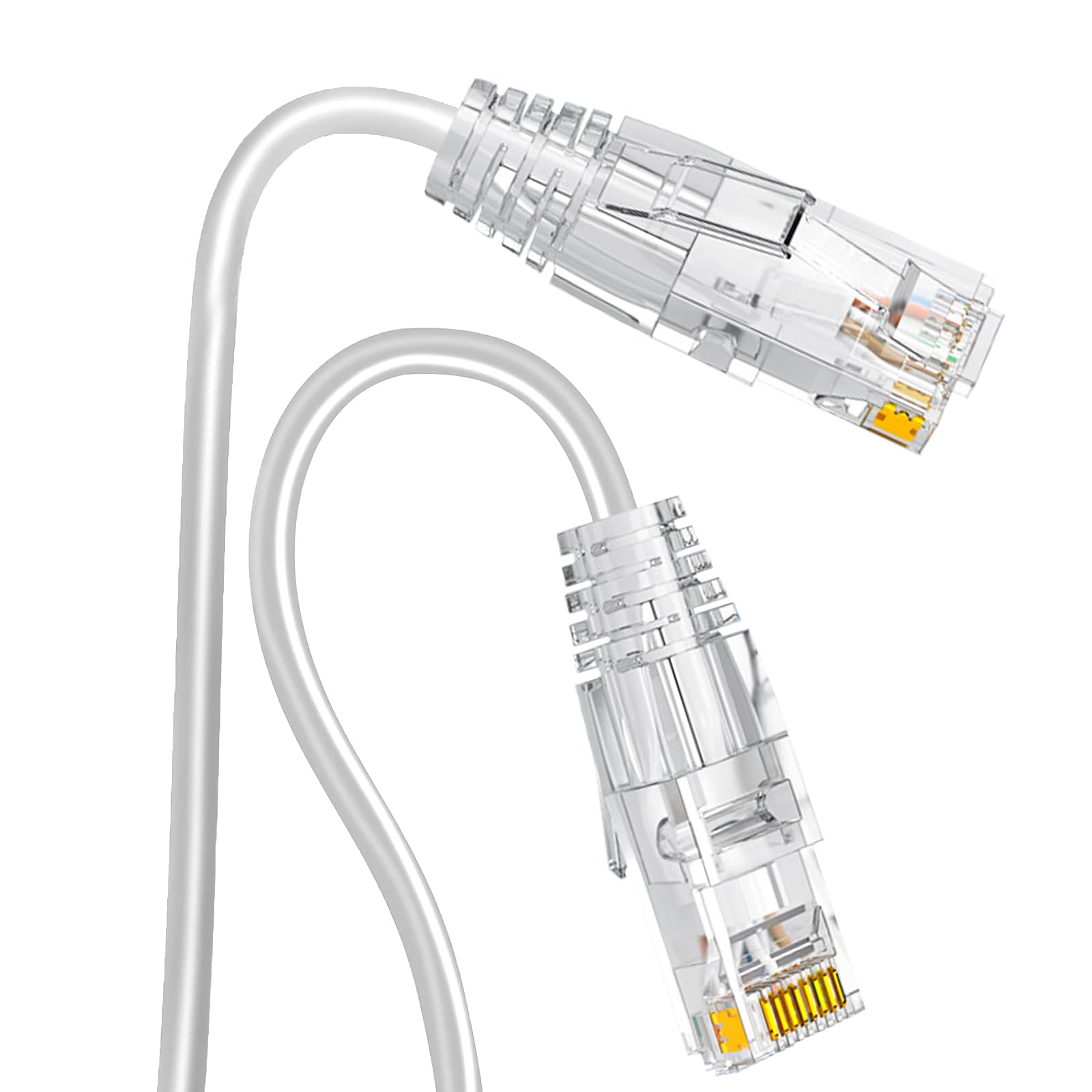 Ercielook Cat6a Patchkabel 0,15m Gesamtlänge - 5 Stück Weiß Lan Kabel, 10Gbps Hochgeschwindigkeits Netzwerkkabel, 28AWG reines Kupfer kurzes Ethernet-Kabel