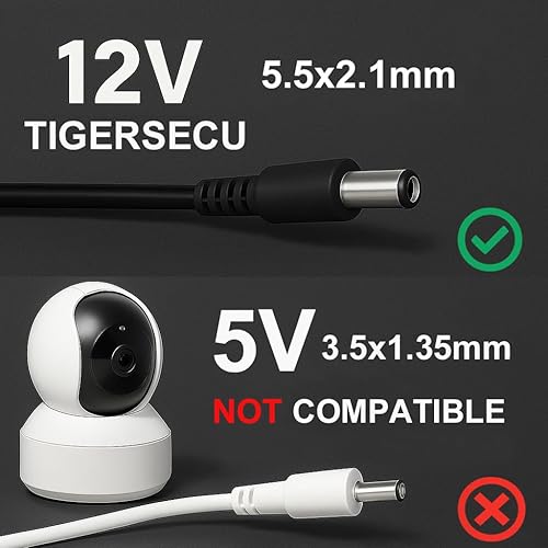 Miniatura 2 de TIGERSECU Adaptador de corriente CACC para cámara de seguridad con certificación UL, 12V 1A 100V-240V 0.083x0.217 in, compatible con cámaras Lorex,