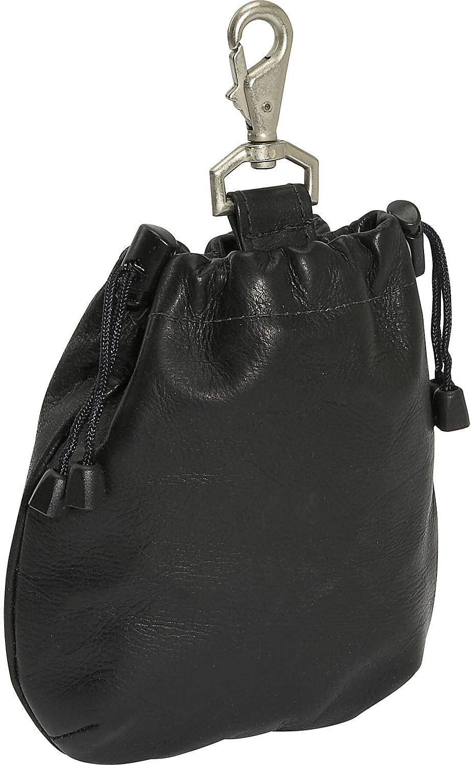 Piel Leather Drawstring Pouch, Black, One Size