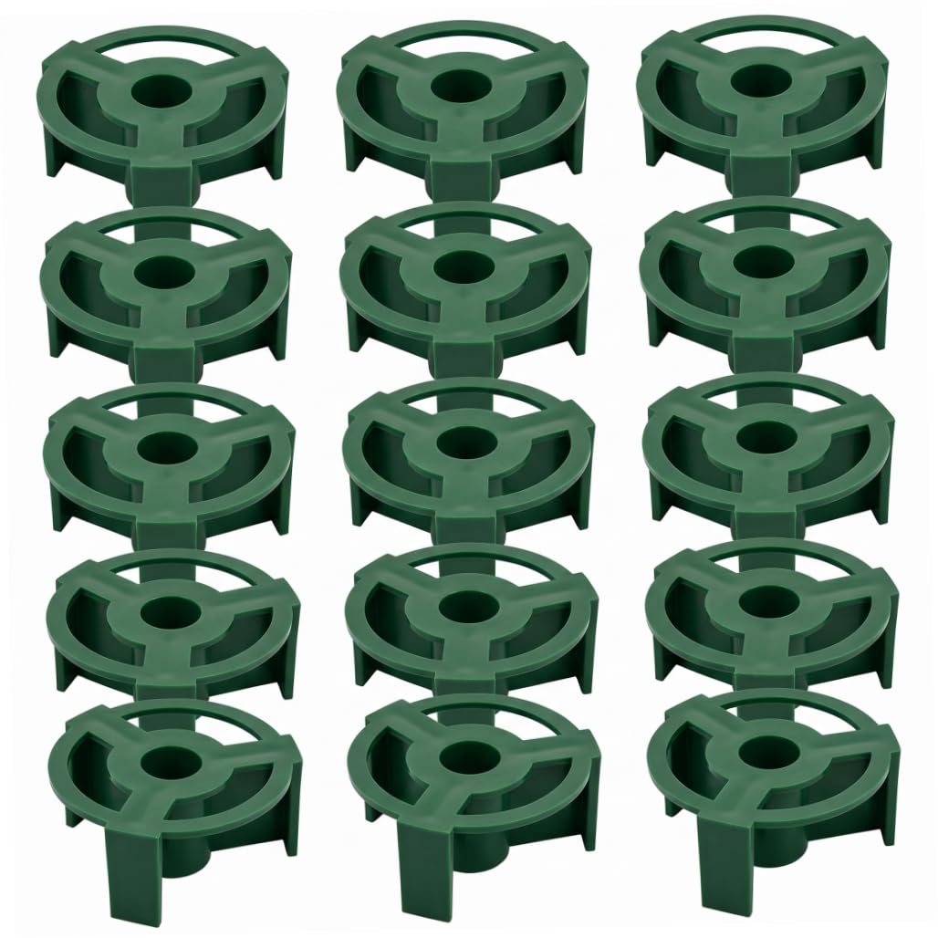 Ameble 15 Pack Green Grave Flower Holder, Headstone Vase Inserts with Enhanced Stability for Outdoor Cemetery Vases, Floral Arrangement Supplies