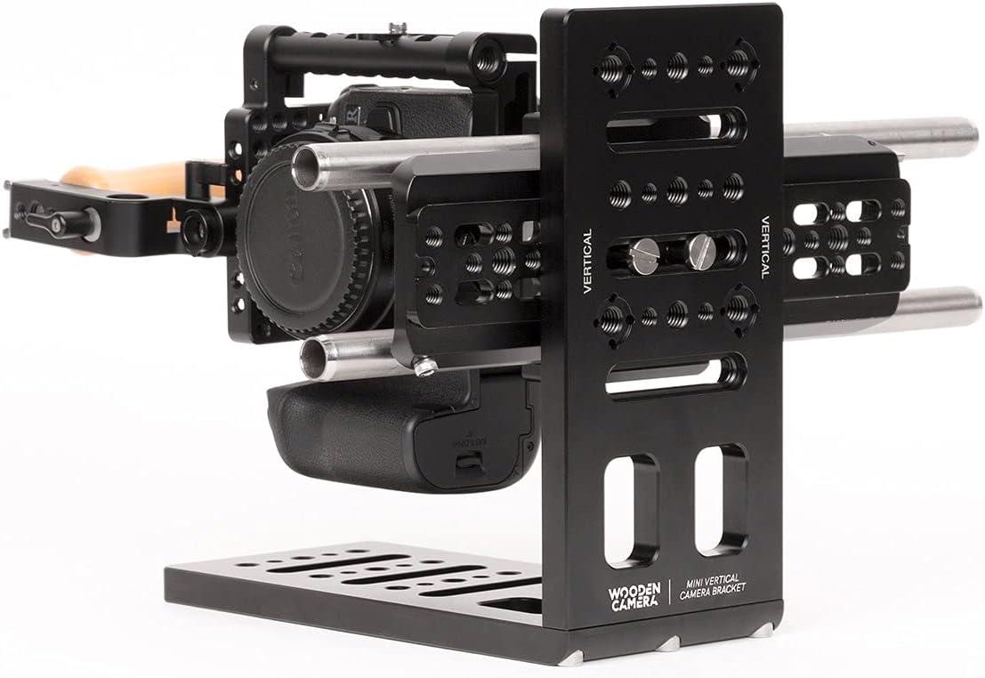 Wooden Camera Soporte vertical para cámara, en forma de L con orificios roscados de 14-20 y 38-16, hecho de aluminio mecanizado CNC duradero, para
