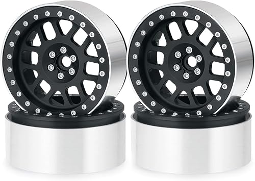 RC 2.6" Beadlock Wheels Rims 4Pcs for 1/10 Axial RR10 90048 90018 90053 Wraith Black Mamba 2.6" Mud Tires Black