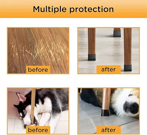 Miniatura 5 de 16 protectores cuadrados para patas de silla, fundas para patas de silla para proteger suelos, tapas de patas de silla, protectores de patas de
