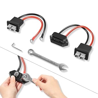 Battery Quick Connect/Disconnect Connectors Terminals Fit for Trolling Motor, Heavy Duty, Black,8 Gauge Wire