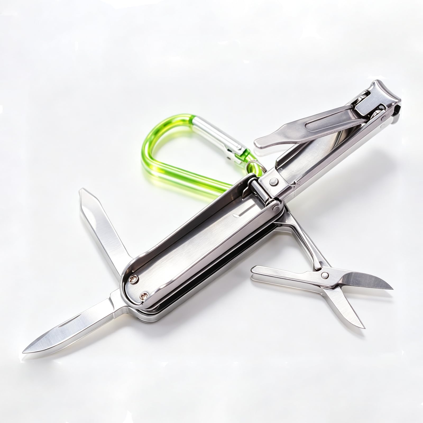 5 in1 Multi Tool Nail Clippers,Portable Foldable Pocket Knife,Keychain,Scissors,Nail Files,Portable Nail Clippers,Stainless Steel Foldable Nail Cutter,Travel,Hiking,Camping,Mini Pocket Key Ring Gift