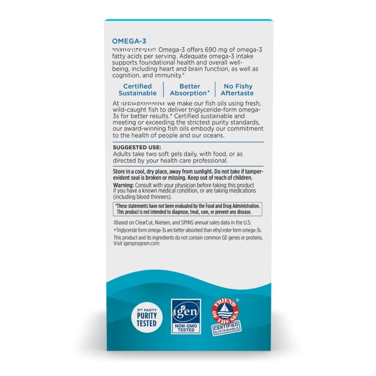 Omega-3 690 mg Softgel, assorbimento superiore, integratore di olio di pesce, aroma di limone, 180 pezzi per bottiglia