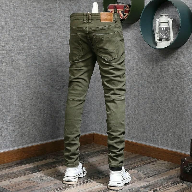 Streetwear Men Jeans Elastic Slim Fit Spliced Biker Trousers Mens Stretch Hip Hop Denim Pencil Pants2