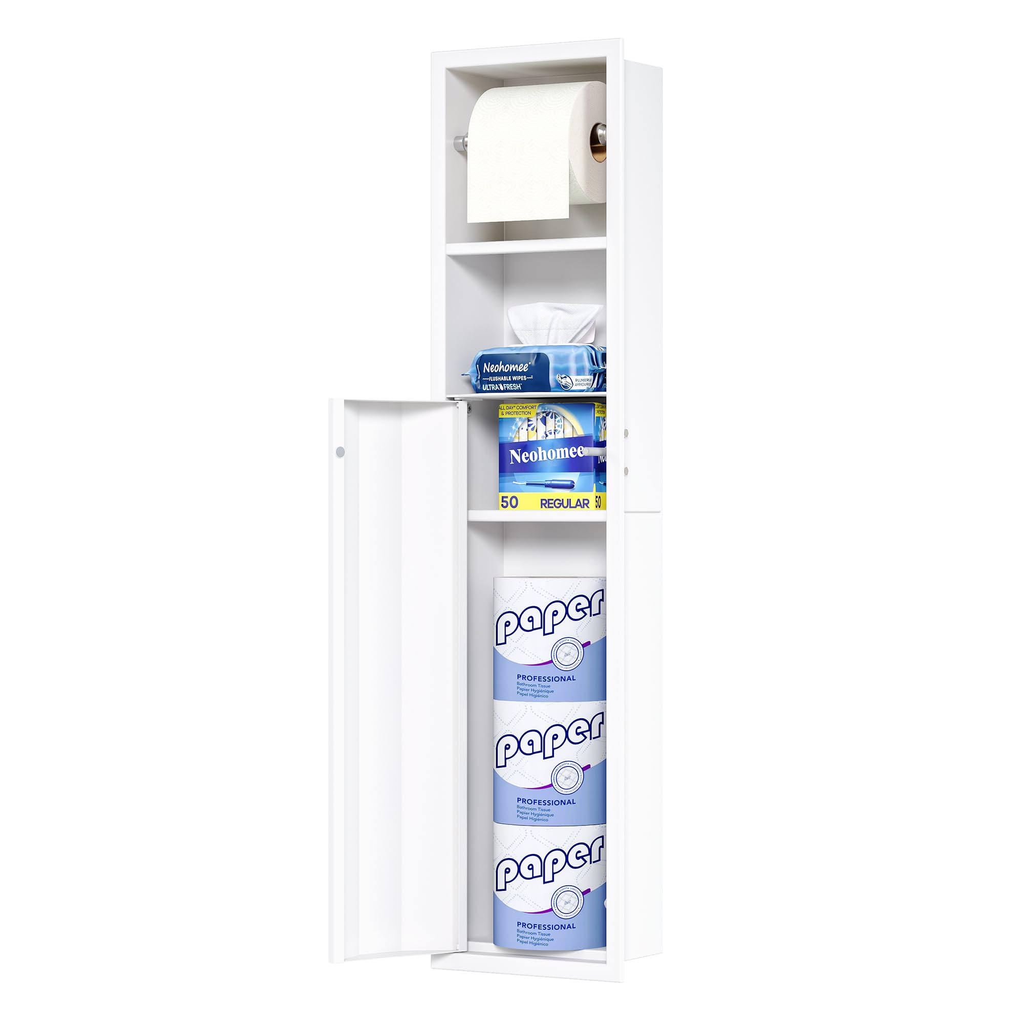 Photo 1 of Neodrain Recessed Toilet Paper Holder with Curved Door White Plus