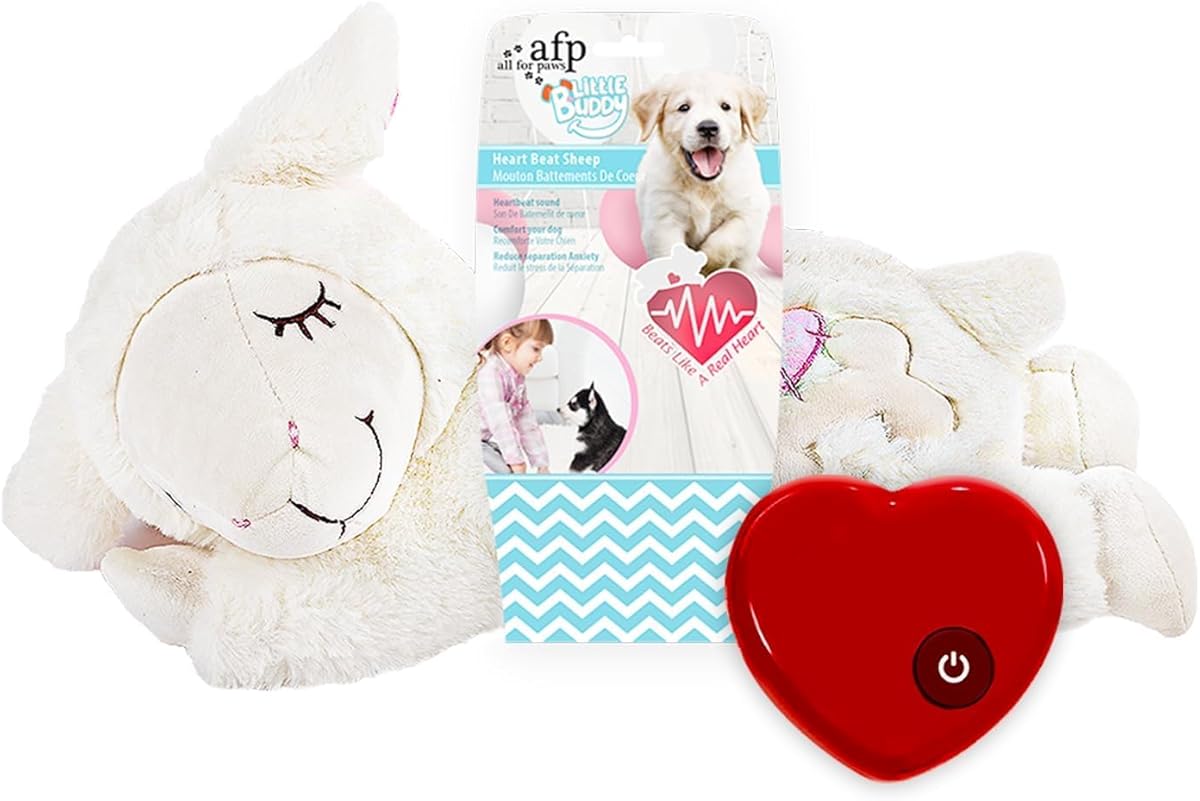 ALL FOR PAWS Heartbeat Dog Toy for Puppy - Dog Anxiety Relief & Behavioral Training | Puppy Heartbeat Stuffed Animal Plush Toy | Perfect for Dog Sleep Aid