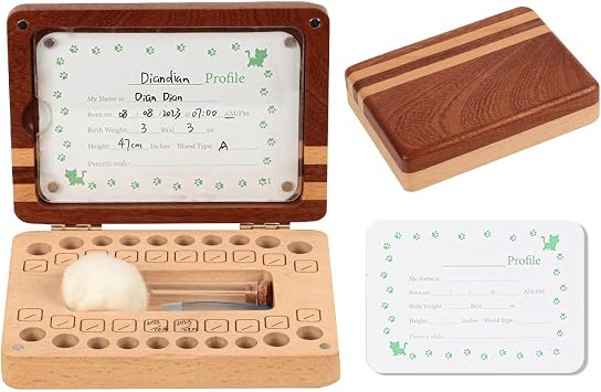 Tooth Boxes for Lost Teeth for Kids - Baby Tooth Box Souvenir, Wooden Tooth Storage & Preservation Box, Tooth Fairy Gifts, Record Baby Growth & Souvenir Storage Striated