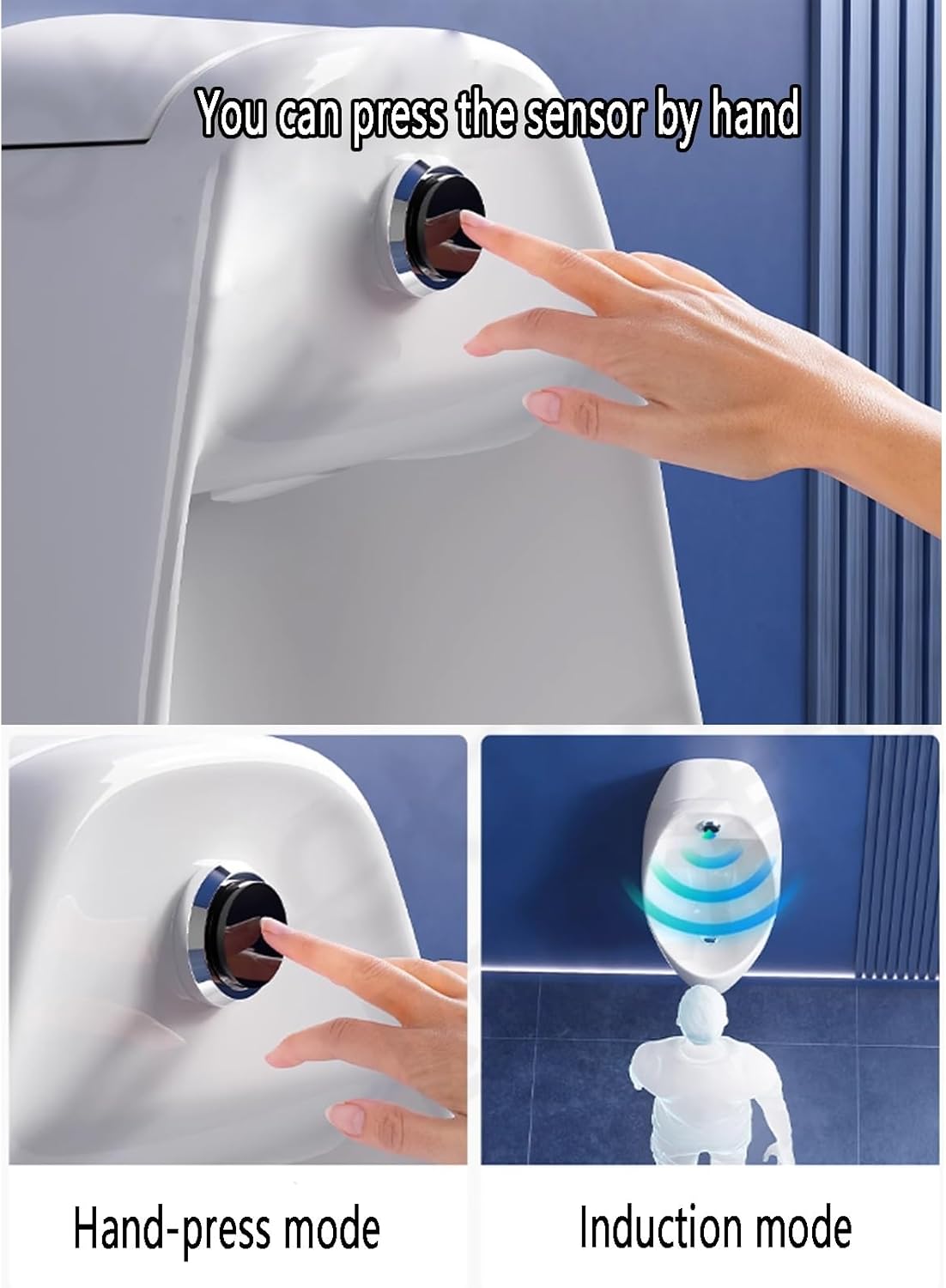 Ceramics Wall Mounted Men's Flushing Urinal,White Commercial High Efficiency Flushing Adult Urinal,Intelligent Sensor Toilet Splash-Proof Male Urinal,public Toilet Urinal for Bathroom Hotel Shop