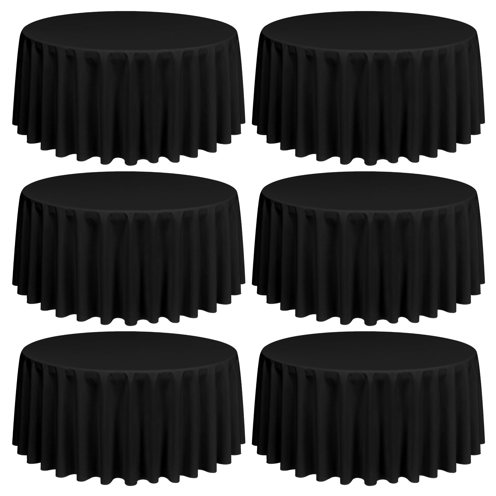 Lumaycens 6 Pack Black Round Tablecloths,120 Inch Round Table Cloth Washable and Reusable Stain and Wrinkle Resistant Polyester Fabric for Wedding Party Banquet Camping Restaurant Decoration