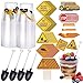 Whaline 200Pcs Construction Party Supplies 50Pcs Plastic Shovel Shape Novelty Spoons 50Pcs Cake Desserts Cups 50Pcs Construction Cupcake Toppers Stickers for Construction Themed Birthday Party