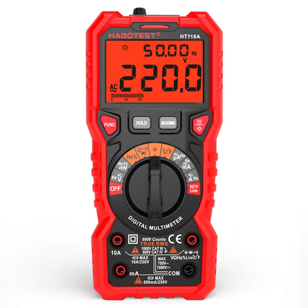 Domary Multimetr Cyfrowy True RMS z Automatycznym Zakresem 6000 z Testem
