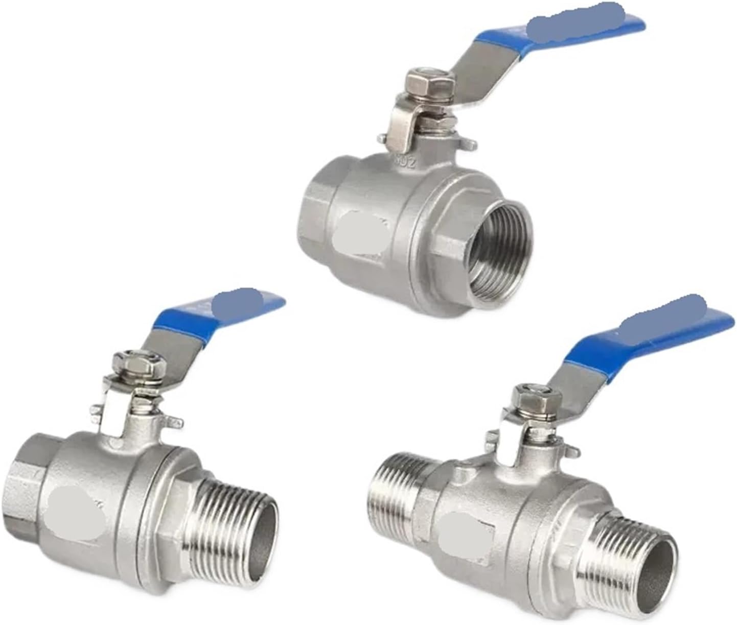 1 Pcs 1/8" 1/4" 3/8" 1/2" 3/4" 1" BSPT Equal diameter internal thread full bore 2 piece ball valve 304 stainless steel water gas oil(Size:3/8",Color:F-F)