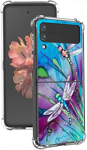 Funda para Galaxy Z Flip 4, bonita protección contra caídas de libélula a prueba de golpes, carcasa protectora de cuerpo completo resistente a los