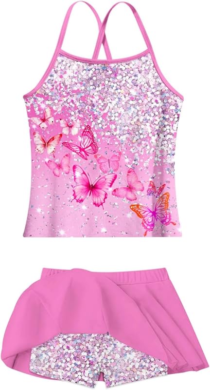 Girls Tankini Swimsuit Bathing Suits Summer Beach Swimwear Size 4-12