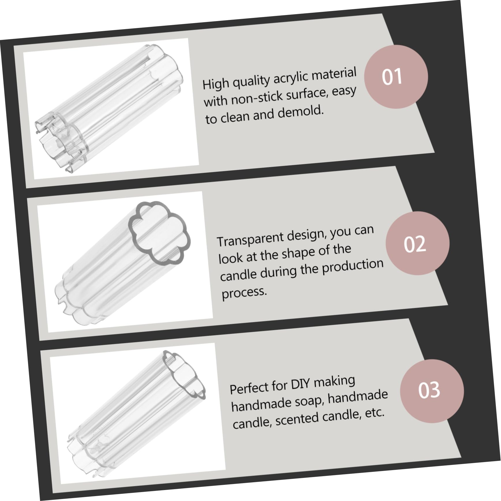 Housoutil 3 Pezzi Stampo per Trasparente Geometrico per Fai da Te Stampo per Profumate e Facile da e Portatile per Regali Creativi
