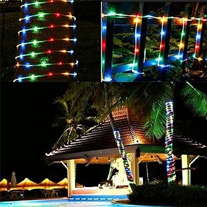 Solar Rope Light 33FT 100L IP65 Weatherproof Outdoor LED Copper Fairy String Tube Lights for Party Garden Porch Yard Home Wedding Vacation Daily Holiday Decoration Lighting(Multi Color)