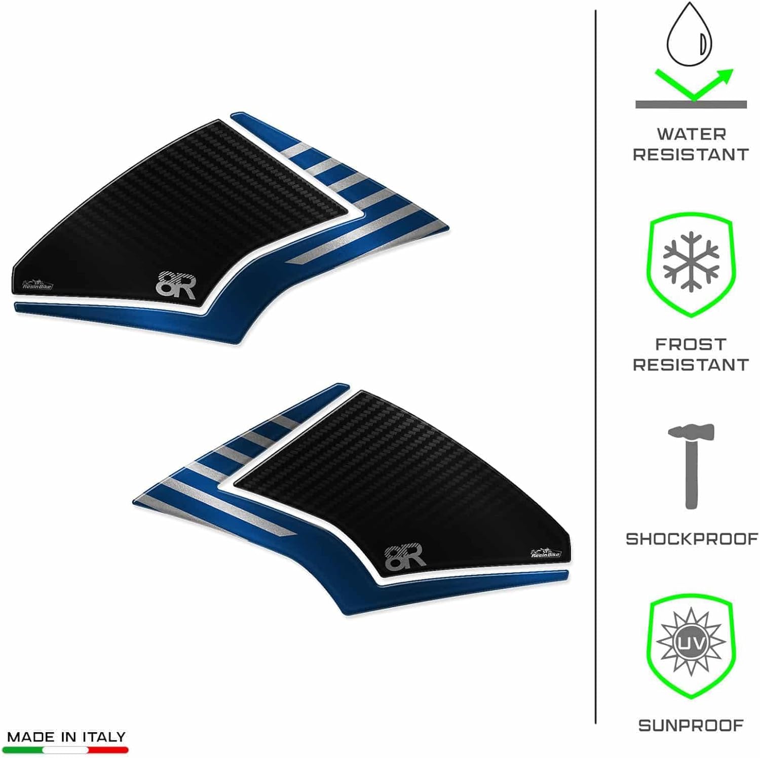 Resin Bike Motorbike 3D Stickers Compatible with Suzuki GSX 8R 2024-2026 Blue. Bike Tank Side Protector from Impact and Scratches. Sticker 3D Resin Made in Italy