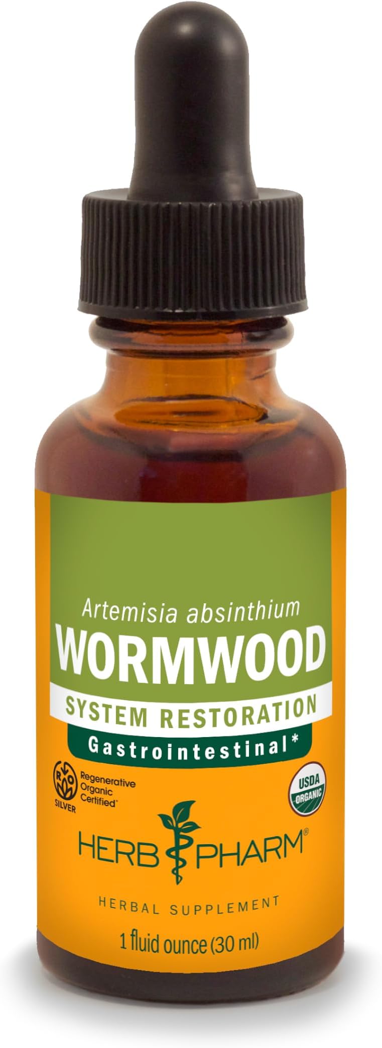 Certified Organic Wormwood Liquid Extract for Digestive System Support - 1 Ounce