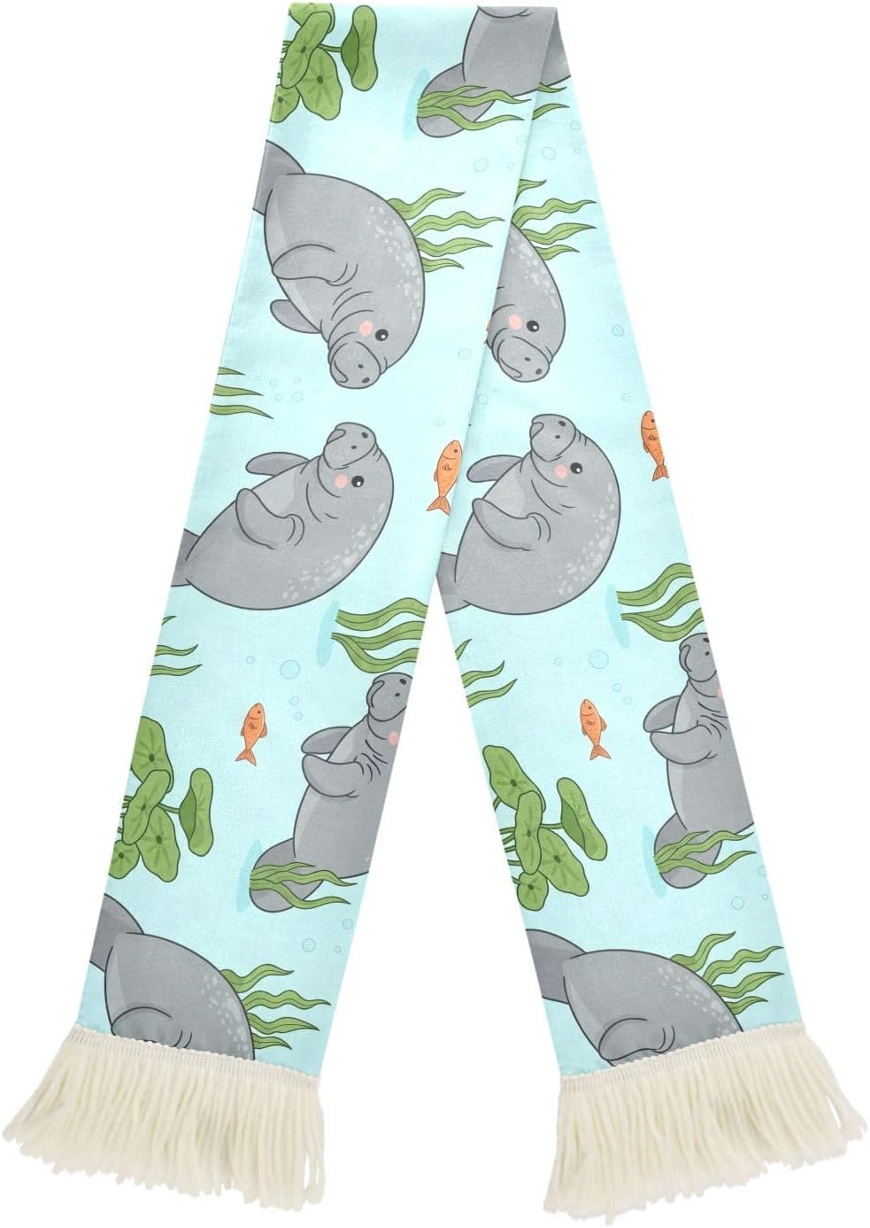 CHIFIGNO Ocean Animal Blue Sports Fan Scarf, Soft Polyester Sweat Wicking Cheering Towel for Soccer Games, Fringe Ends