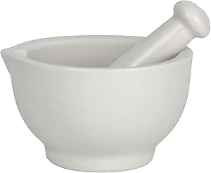 Keramik Mörser mit Stößel 10,5cm Gewürzmörser Küchenmörser weiß ...