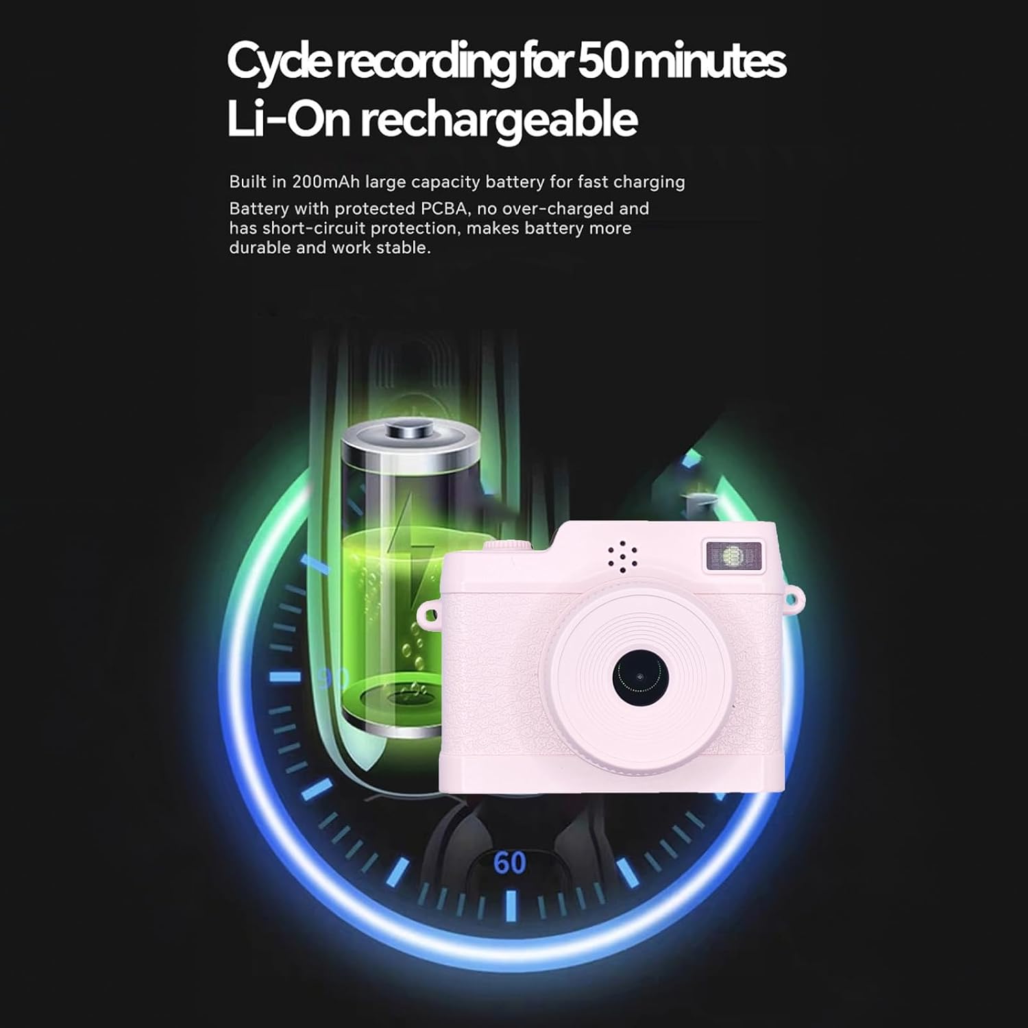 Mini Keychain Camera, Mini Digital Camera, 1080P Retro Camera with 32GB Card, Wide Angle Lens, LED Flash Light, Nostalgic Photos, Great Gift Idea (Pink)