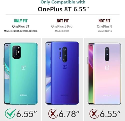 Miniatura 2 de iCoverCase Funda tipo cartera para OnePlus 8T con soporte para tarjeta de crédito, piel sintética magnética de alta calidad, función atril, función