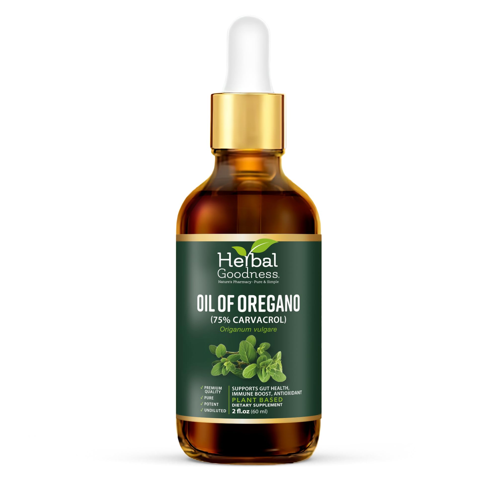Oil of Oregano Drops 2oz, 75% Carvacrol Aceite de Oregano Herbal Goodness