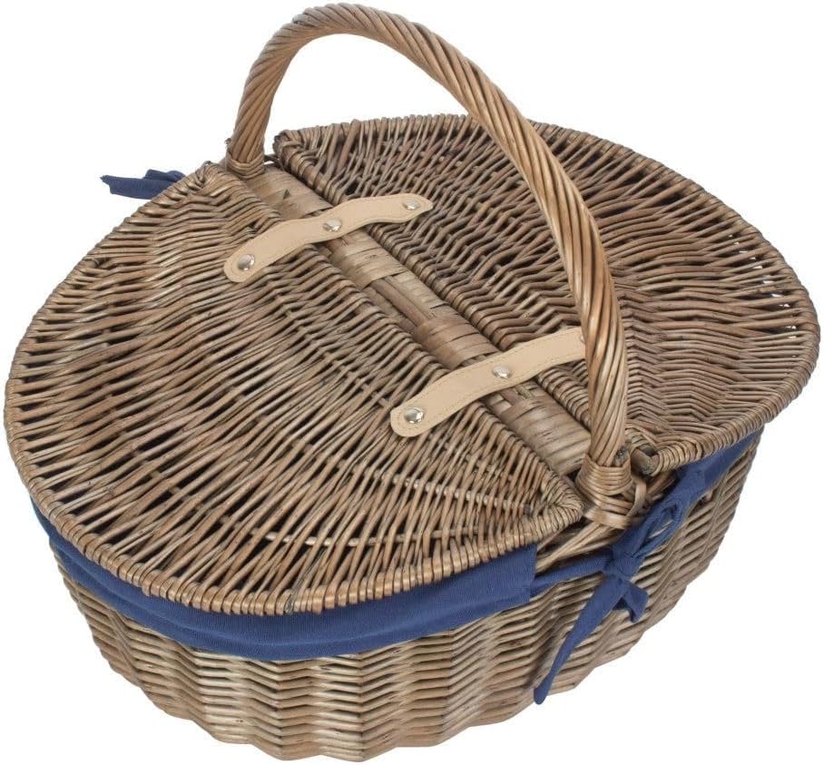 Red Hamper Antique Grey Oval Picnic Basket, 19 x 42 x 35 cm, Brown