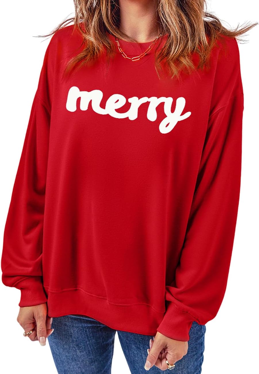Ecosunny Christmas Sweatshirts Womens Sequin Santa Graphic Shirt Csausl Crewneck Long Sleeve Holiday Pullover Tops