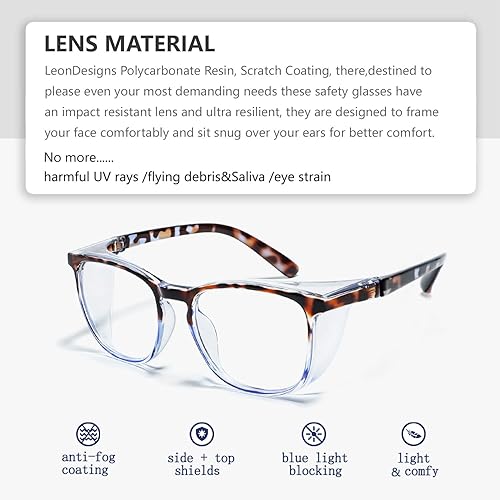 Miniatura 4 de Gafas de seguridad antivaho Z87.1 con bloqueo de luz azul, antipolvo, protección UV, para hombres y mujeres (cuarzo azul)