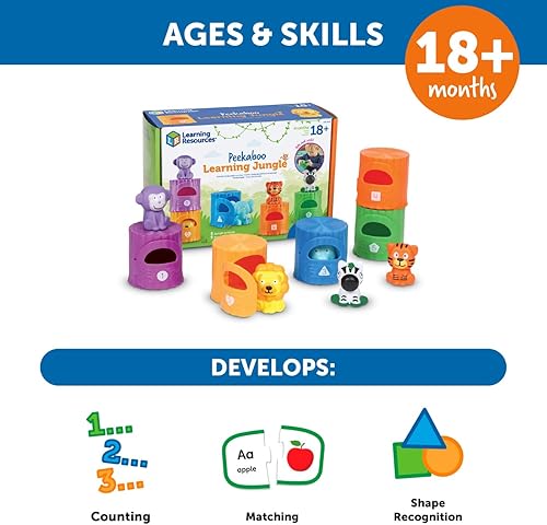 Miniatura 5 de Learning Resources Peekaboo Learning Jungle Toddler - 10 piezas, a partir de 18 meses, juguetes de aprendizaje, juguetes para bebés, juguetes