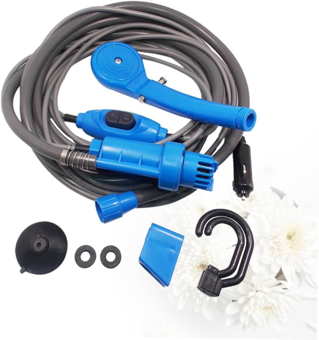 OUNONA 12v Car Charger Portable Camping Shower 2m Hose Water Pump Outdoor/Indoor Use Pet Washing Accessory