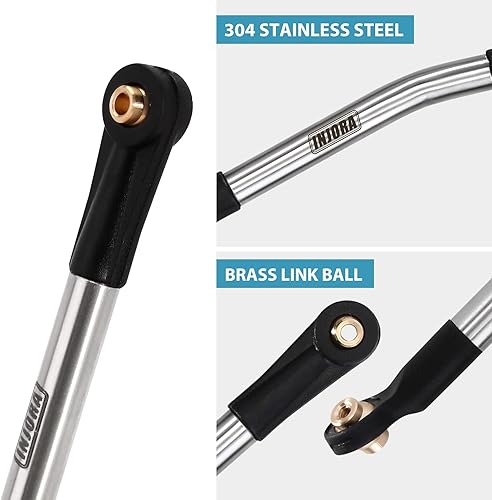 Miniatura 2 de INJORA Chasis de alta liquidación de 4 eslabones de acero inoxidable para AX24 XC-1 actualización 124 RC Crawler, 8 piezas (plata)