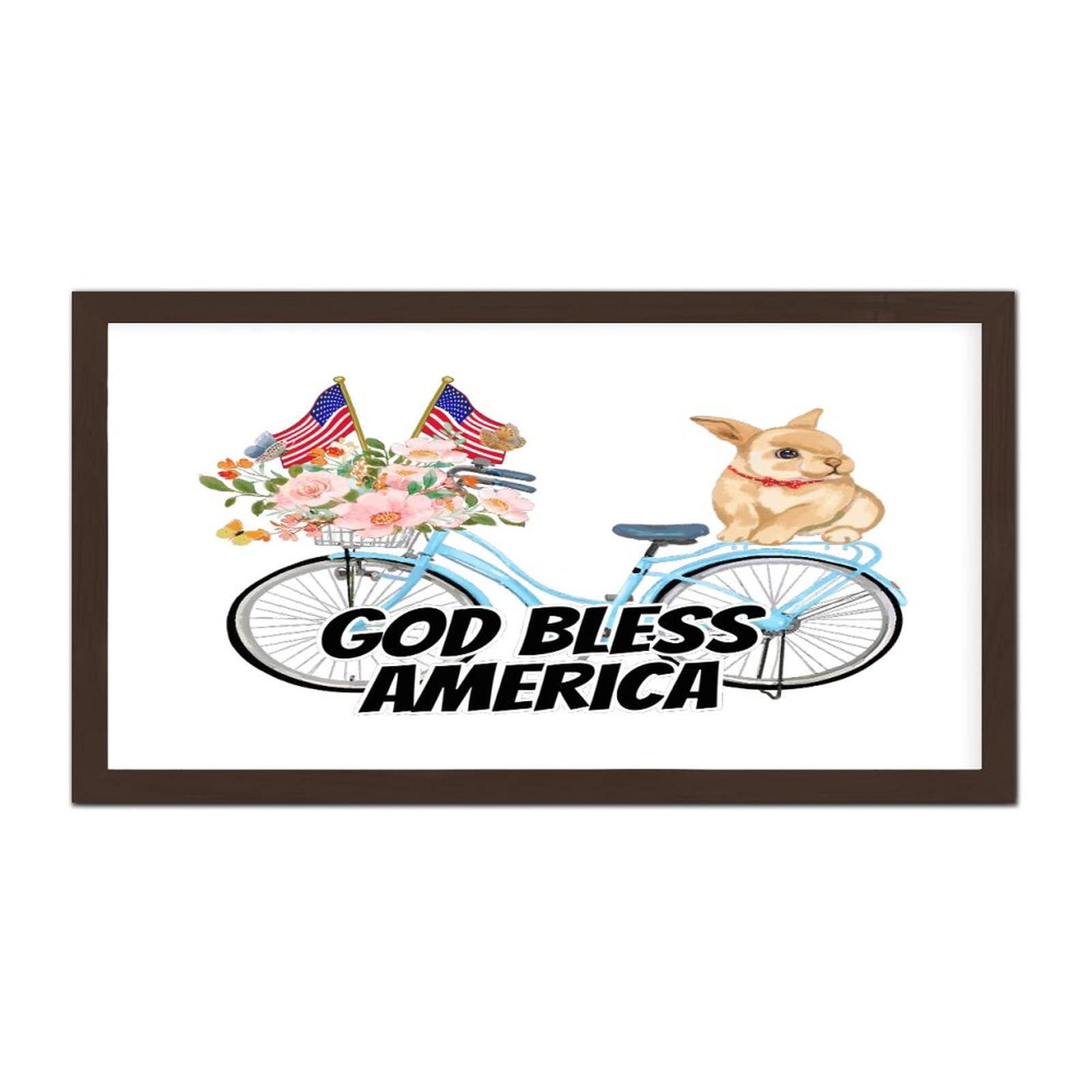 Décoration murale antique en bois God Bless America pour salon