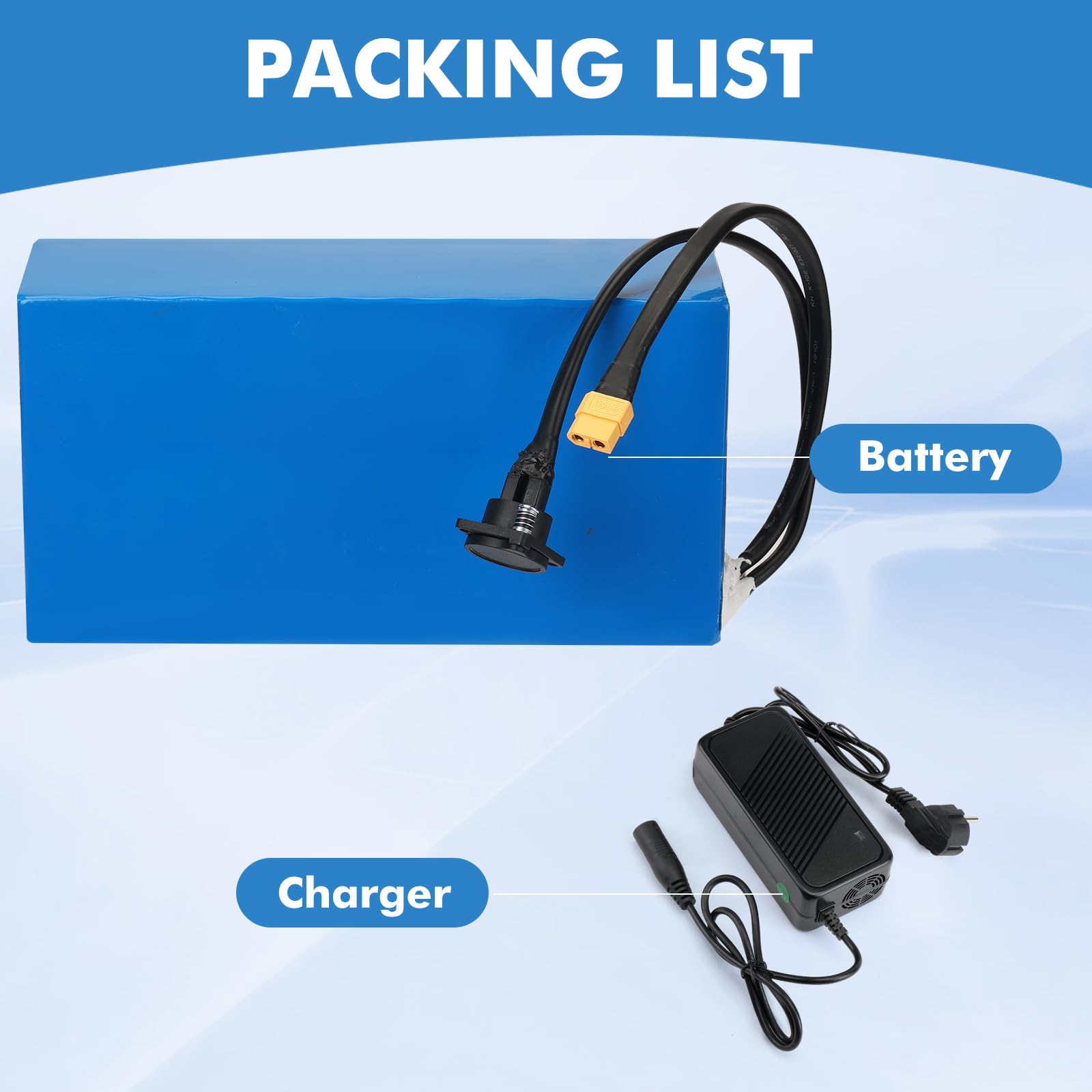 48V 20AH Batería De Bicicleta Eléctrica con Cargador 3A, para 48V Motor, Batería de Litio de Alta Capacidad para Go-Karts, Scooters y Motos Eléctricas