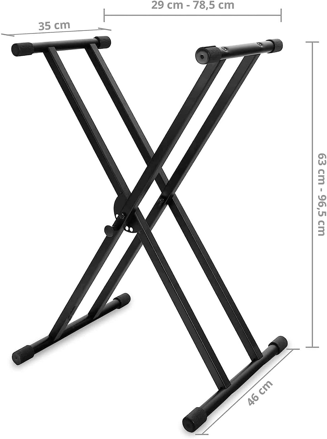 Rockstar - Soporte de Teclado o Piano Tijera KS02 Doble Plegable y Banqueta Taburete KT02 Acolchada Ajustable 3 Niveles - Rockmusic