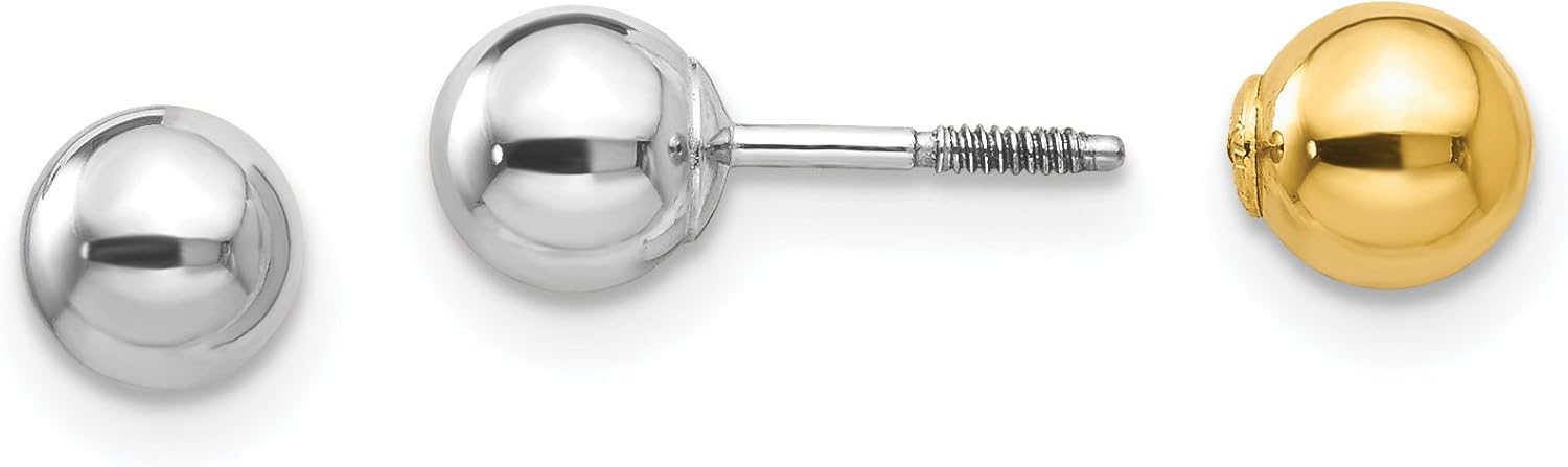 14k Two-tone Madi K Reversible 5mm Ball Earrings