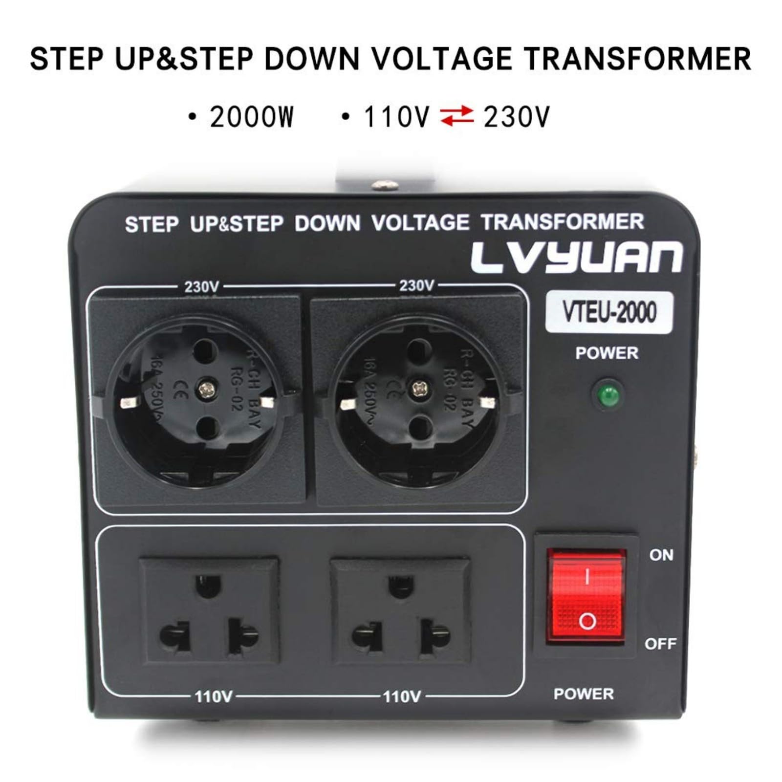 Transformador de núcleo toroidal de 2000 VA 110 V, 2000 W, entrada: 110 V o 220 V/salida: 110 V y 220 V – Cantonape 2000 W