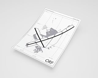 MG Global Modern Poster of Norfolk International Airport Orf 1 | 11x17 12x18 16x24 24x36 Minimal Unframed Print | Minimalism Wall Art Gift | Minimalist Home Office Decor