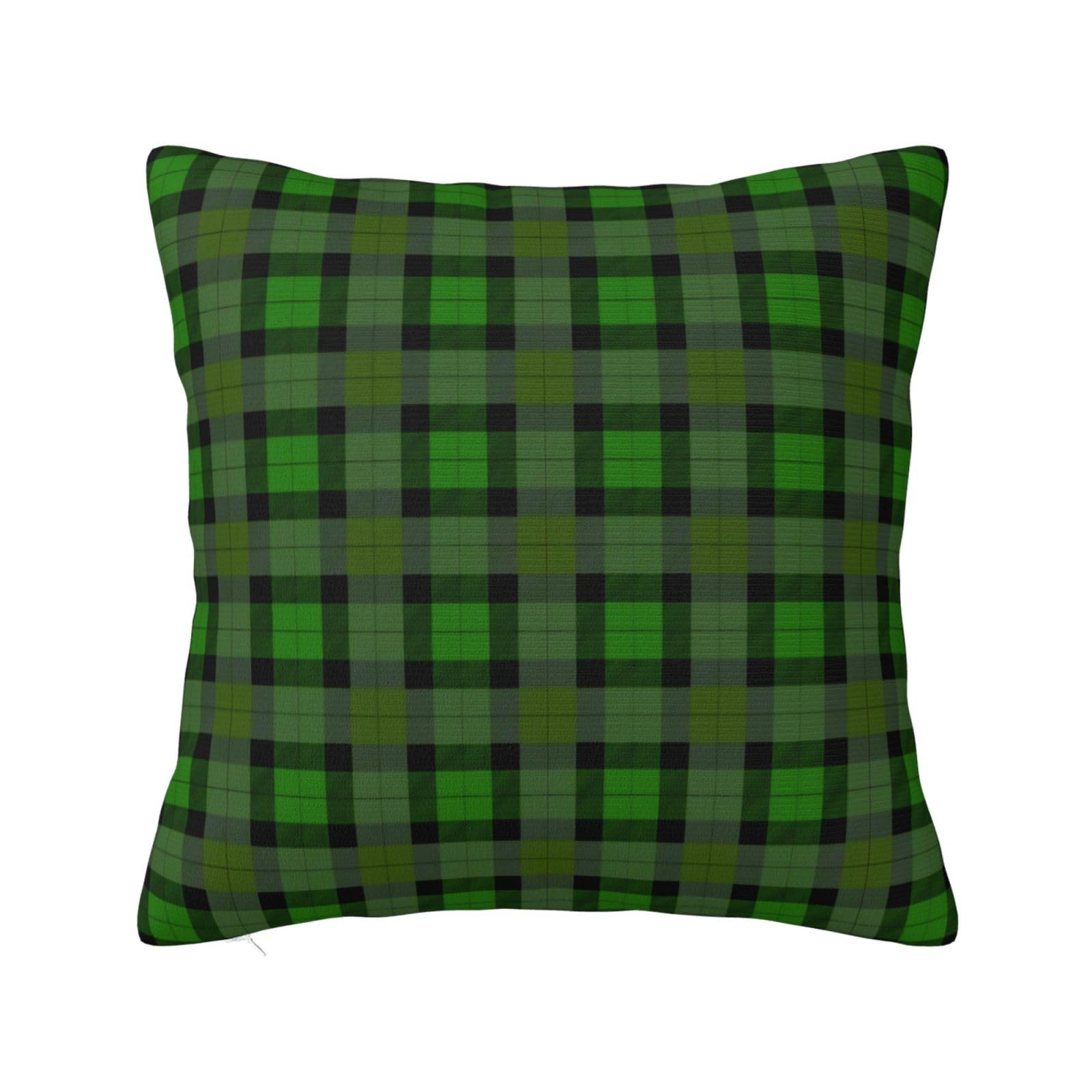 Christmas Lights On Plaid Green Pillowcase 16"x16"